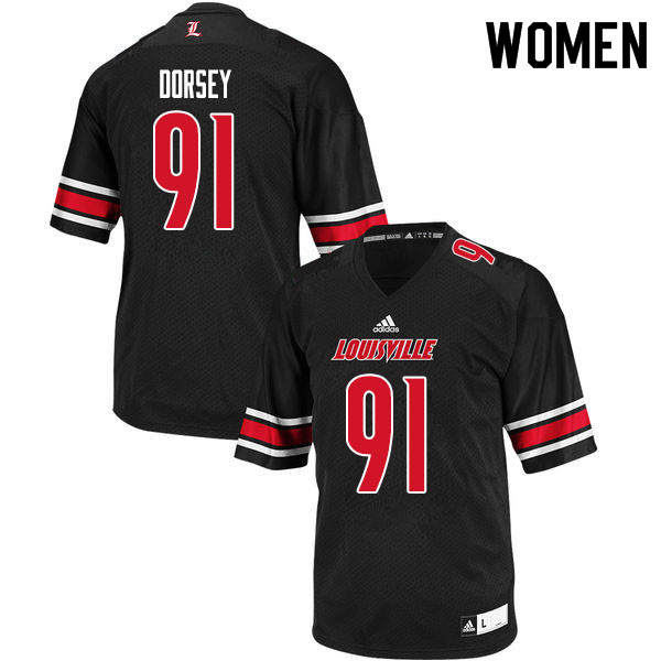 Women #91 Derek Dorsey Louisville Cardinals College Football Jerseys Sale-Black